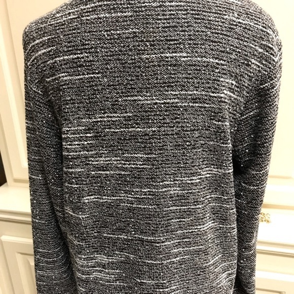 Calvin Klein Black White Tunic Top Logo Zipper Silver Accent Tiered Layer Sz 0X - Picture 4 of 15